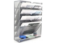 EasyPAG Wall File Organizer Mesh 5 Tier Vertical Hanging File Folders Holder Rack for Office Home,Silver - BS75RA3P1