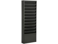 File Folder Wall Rack with 11 Tiered Pockets Shows Only The Top Portion of a File Folder Office Filing Rack for Wall Mount Black Powder-Coated Steel - BSL9NLZ0V