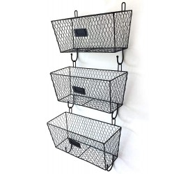 Giltswift 3 Piece Black Trapezoid Wire Craft Storage Basket Wire Mail Mounted Metal Shelf Basket Vintage Office Den Door 11.81 x 5.5 x 10.4 - BBQ1LEJ6E