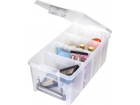 AB Designs 6925ABD Semi Satchel with Removable Dividers Stackable Home Storage Organization Container Clear with Sliver Latches and Handle - BTN6KWFPA