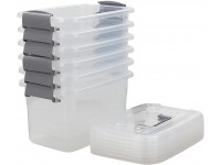 AnnkkyUS 6-pack 5 Liter Storage Bins with Lids Clear Plastic Storage Boxes - BGHQKIKWF
