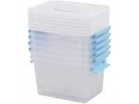 Leendines 6L Plastic Storage Boxes Clear Storage Bins with Lids Set of 6 - BLE4GLD7D