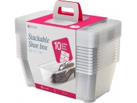 Life Story 13.7 x 8 x 4.98 Inch 6 Quart 5.7 Liter Plastic Stackable Clear Shoe and Closet Storage Box Container Bin with Lids 10 Pack - B97B2T4T3