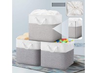 JSungo 3 Pack Storage Cube Bin 13 x 13 x 12 Collapsible Storage Basket Cube with Drawstring Cover for Shelf Foldable Fabric Organizer Set for Home Extra Large Grey - BPM5CZC0P
