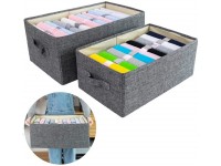 RUIBOLU Clothing Storage Bins Foldable Storage Bins with 2 Handles Fabric Cloth Bins Box for Closet Organization Storage Baskets Large Gray-2 Pack 18.5 x 11 x 8.3 inches - BYOS3CFP3