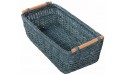 StorageDoctor Hand-Woven Small Wicker Baskets Rattan Storage Baskets with Wooden Handles 12 x 7.2 x 4.3 Single-Pack Navy 12 x 7.2 x 4.3 - B3FBHD9GY