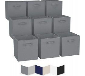 13x13 Large Storage Cubes Set of 9. Fabric Storage Bins with Dual Handles | Cube Storage Bins for Home and Office | Foldable Cube Baskets For Shelf | Closet Organizers and Storage Box Grey - B9R7Z9G6V