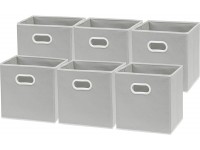 6 Pack SimpleHouseware Foldable Cube Storage Bin with Handle Grey - BB6OQA5JC