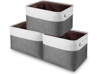 Awekris Large Storage Basket Bin Set [3-Pack] Storage Cube Box Foldable Canvas Fabric Collapsible Organizer With Handles For Home Office Closet Toys Clothes Kids Room Nursery - BTA6RT1B7