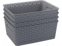 Jandson Grey Plastic Storage Baskets Basket Organizer Set of 4 - BVC8BILXC