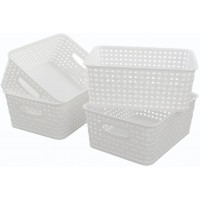 Lesbin White Plastic Weave Baskets 4-Pack - BYDGTPMN7