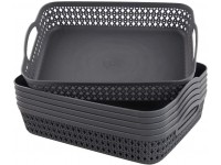 Morcte Large Plastic Storage Tray Basket Desktop Bins Organizer Grey Set of 6 - B27ES1NSJ