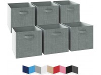 NEATERIZE 13x13 Large Storage Cubes Set of 6 Storage Bins. Features Dual Handles | Cube Storage Bins | Foldable Closet Organizers and Storage | Fabric Box for Home Office Textured Grey - BOGG36IVF