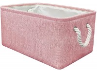 Protecu Storage Bins Storage Baskets for Organizing with Cotton Rope Handles | Fabric Baskets for Gifts Empty for Home Office Toys Kids Room Clothes Closet ShelvesPink 16.1x12.2x7.9 inch - BD8NDD6QK