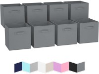 Storage Cubes 11 Inch Cube Storage Bins Set of 8. Fabric Cubby Organizer Baskets with Dual Handles | Foldable Closet Shelf Organization Boxes Grey - BGV1RCPJA