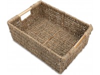VATIMA Large Wicker Basket Rectangular with Wooden Handles Seagrass Basket Storage Natural Baskets for Organizing Wicker Baskets for Shelves 15.5 x 10.6 x 5.5 inches - B7FQJNBZZ