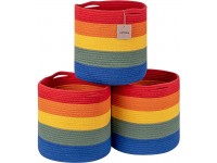 voten Storage Cubes Baskets Bins 12.6x12.6’’ for Cube Shelf Storage Organizer,Woven Cotton Colorful Rainbow Bin Nursery Storage Basket for Playroom Classroom Organization,Round 3Packs - BGRE3A9BW
