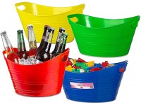 Zilpoo 4 Pack Oval Storage Tub with Handles Colorful Halloween Candy Bowl Holder Classroom Organization Bins Plastic Ice Bucket Tubs Baskets 4.5L - BG23FK0EL