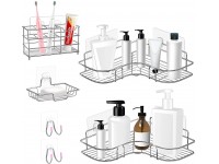 CGBE Corner Shower Caddy & Soap Dish Holder & Electric Toothbrush Holder & Adhesive Hooks No Drilling Shower Shelf Corner Shower Organizer Wall Mounted for Kitchen Toilet 6 Packs - BYST6IQQW