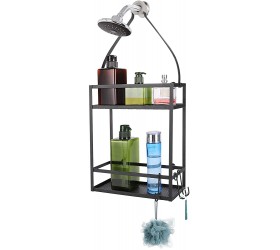 Minggoo Shower Caddy Organizer ,Mounting Over Shower Head Or Door,Extra Wide Space for Shampoo Conditioner and Soap with Hooks for Razorsand More,10.5 x 4.5 x 22.4 Mental Black - BUS8C0CXC