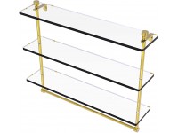 Allied Brass FT-5 22TB Foxtrot Collection 22 Inch Triple Tiered Integrated Towel Bar Glass Shelf Polished Brass - BUXSMHMPB