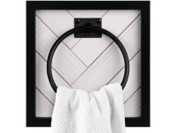 Autumn Alley White Farmhouse Towel Holder Wall Mounted with Ring for Bathroom Kitchen in Unique Shiplap Design – White Distressed Wood Towel Rack with Modern Matte Black Accents - B8WCULI62