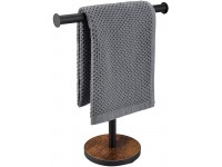 BCOZLUX Towel Holder Stand Countertop Hand Towel Stand for Bathroom and Kitchen Free Standing Counter Towel Rack with Weighted Wood Base Rustic Black and Brown - BLCR8J9RZ
