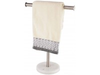 Hand Towel Holder with Heavy Marble Base T-Shape Towel Rack Modern Tree Rack Free Standing for Bathroom Vanity Countertop 304 Stainless Steel Brushed Finished Silver - BDH6J2Z5X