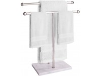 Homeries Marble Hand Towel Holder Stainless Steel Towel Stand with Round Marble Base Double T-Shape Hand Towel Valet for Bathroom Vanity Top Towel Stand Counter Towel Bar Jewelry Rack - BRSFGQWQK
