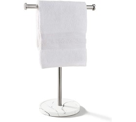 SunnyPoint Elite Heavy Weight Countertop Hand Towel Rack and Accessories Jewelry Stand; 16.5 Height Satin Nickel Faux Marble Base - BX11QDWM0