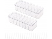 Yesesion 2pcs Clear Plastic Cable Organizer Boxes with Adjustment Compartments Desk Accessories Storage Case with Lid and 20 Wire Ties for Drawer Office Supply Electronic Management TYPE G-2 PACK - BYG45BFL0