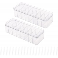 Yesesion 2pcs Clear Plastic Cable Organizer Boxes with Adjustment Compartments Desk Accessories Storage Case with Lid and 20 Wire Ties for Drawer Office Supply Electronic Management TYPE G-2 PACK - BYG45BFL0