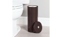 mDesign Modern Plastic Toilet Tissue Paper Roll Holder Canister Stand with Lid Vertical Bathroom Storage for 3 Rolls of Toilet Tissue Holds Large Mega Rolls Dark Brown - BWBWAA7K5
