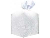 SHISI PU Leather Facial Tissues Box Cover Roll Paper Dispenser Square Vanity Tissues Case for Desktop Office BathroomWhite - BL0LB15KG