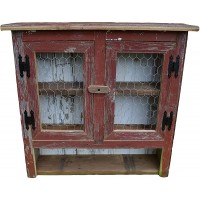 Amish Wares Country Collectible Handmade Primitive Rustic Decor Barnwood Medicine Cabinet.With two chicken wire doors.Barn wood colors may vary. - B5ETXB686