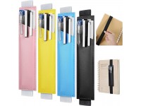 4 Pieces Adjustable Elastic Band Pen Holder Colorful PU Leather Pen Sleeve Pouch Elastic Notebook Pen Holder for Hardcover Journals Notebooks Planners 8 11.5 Inch Detachable - BORSSVVEE