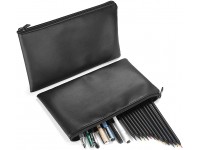 ProCase 2 Pack Pencil Bag Pen Case Large Capacity Student Stationery Pouch Zipper Closure Soft PU Leather Pencil Pouch for Pens Pencils Highlighters Gel Pen Markers School Supplies -Black - B0ZG52799