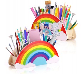 Springflower Classroom Supply For Kids Rainbow Wooden Pen & Pencil Holders Homeschool Desk Storage Bright Colors Desk Organizer for Office Classroom Craft Keeper. - BX75ELHZW