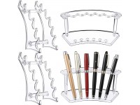 Teling Plastic Pen Holder Stand 6-Slot 2 Kinds Vertical and Horizontal Pen Display Stand Rack Eyebrow Pen Stand Makeup Brush Rack Organizer for School Office Home Store Clear - BOCVZTS1I