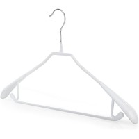 HANGERWORLD 10 White 17inch Metal Non-Slip Coat Hangers Garment Suit Jacket Pants Bar Broad Shoulders - BGG1P4UM1