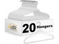 Quality Hangers Clothes Hangers 20 Pack Non-Velvet Plastic Hangers for Clothes -Heavy Duty Coat Hanger Set -Space-Saving Closet Hangers with Chrome Swivel Hook Functional Non-Flocked Hangers White - BCAW01O91
