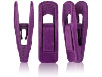 ODILCO Purple Velvet Hanger Clips 26pc Pants Velvet Clips Flocked Clothes Hanger Velvet Finger Grip Clips for Thin Hangers - BKC57X66A