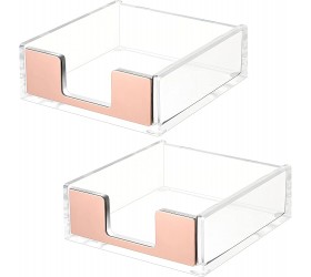 2 Pieces Acrylic Sticky Note Holders for Desk Sticky Note Dispenser Rose Gold Memo Holders for Office Home Schools Desk Supplies - BLYBPF42U