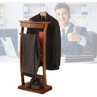 BFYLSQUE Clothes Valet Stand Wooden Floor Standing Suit Hanger Rack Front Trouser Rack with Non-Slip Rubber Sleeve for Crease-Free Suit Coat Stand Storage HxWxD:112x44.4X 30cm Freestanding - B71NSRIYM