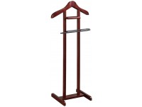 LMZPJ Valet Stand Solid Wood Suit Valet Rack Clothes Stand Clothing Organizer Rack with Trouser Bar Tie Belt Hooks and Shoe Rack Color : Brown Size : 45.7x33x109.2cm - BW1RFF648