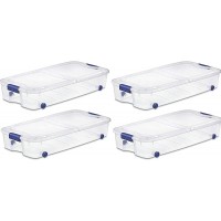 4-Pack Under Bed Plastic Storage Bin Unit Boxes Are Containers For Clothes Books Diapers Shoes Linen. Office Supplies Camping RV Pantry Foods 66 Quart Capacity - BN3FUPAQ1
