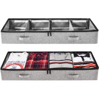 storageLAB Under Bed Clothing Storage with Adjustable Dividers for Sweaters Shoes and Blankets 39x14.5x6in Set of 2 - B0N6AFXK3