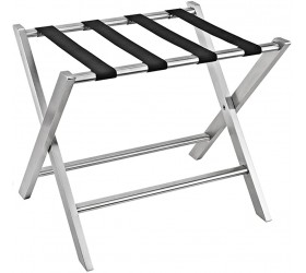 Heavy Duty Folding Luggage Racks Stainless Steel Freestanding Suitcase Stand Holder for Guest Room Hotel Bedroom Space-Saving Color : Silver - BQGT12O58