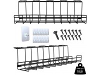 AUPSEN Under Desk Cable Management 2 Pack Cable Management Tray with Reusable Super Adhesives Desk Cable Management for Desks Offices and Kitchens Black - BV0OGCP9B