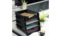 CadineUS Stackable Paper Tray Set of 6 Black Plastic Letter Tray Basket - BU6RA8YPC